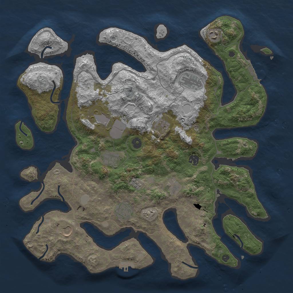 Rust Map: Procedural Map, Size: 4200, Seed: 41, 18 Monuments