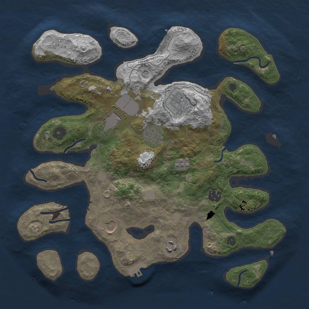 Rust Map: Procedural Map, Size: 3550, Seed: 567209, 15 Monuments