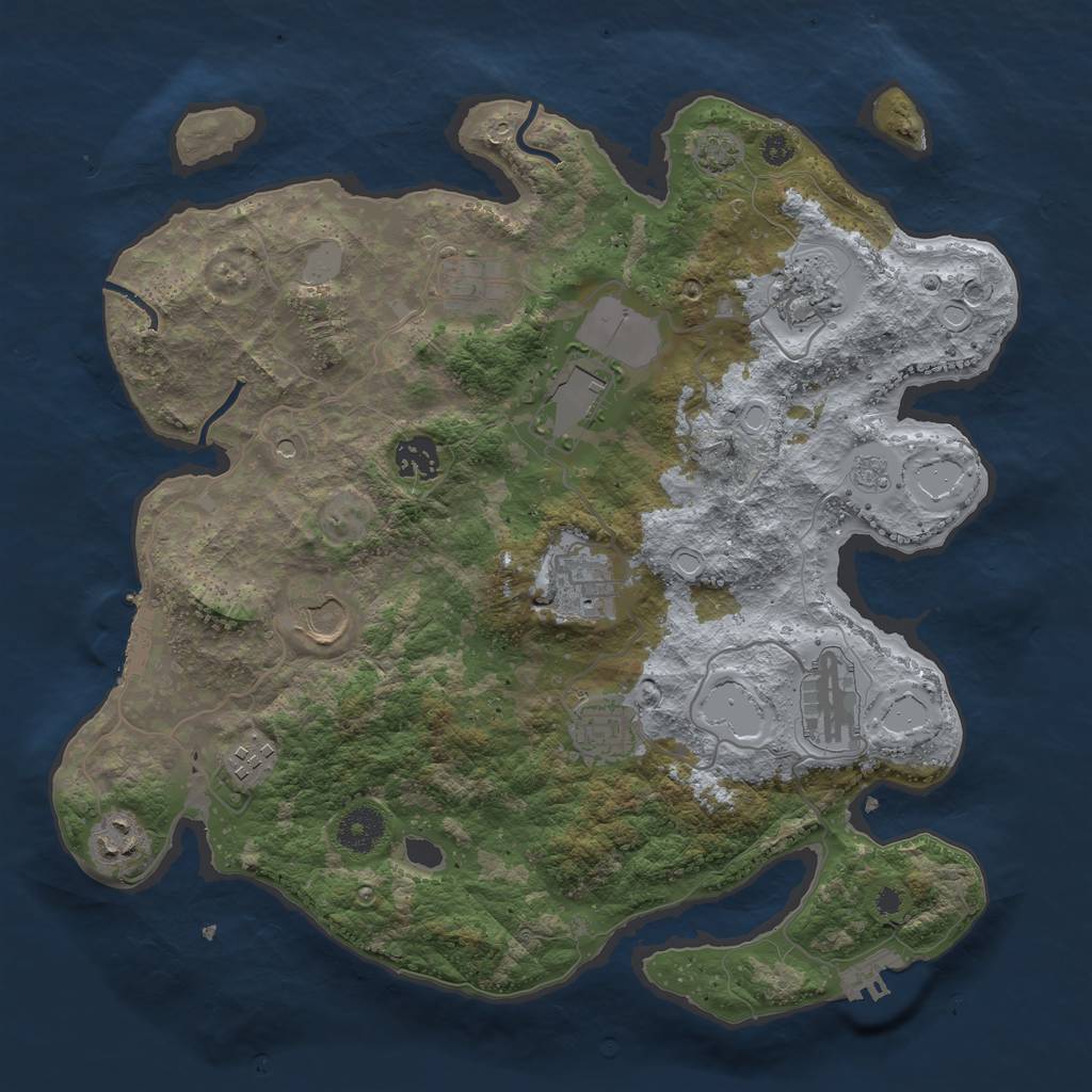 Rust Map: Procedural Map, Size: 3600, Seed: 351776139, 18 Monuments