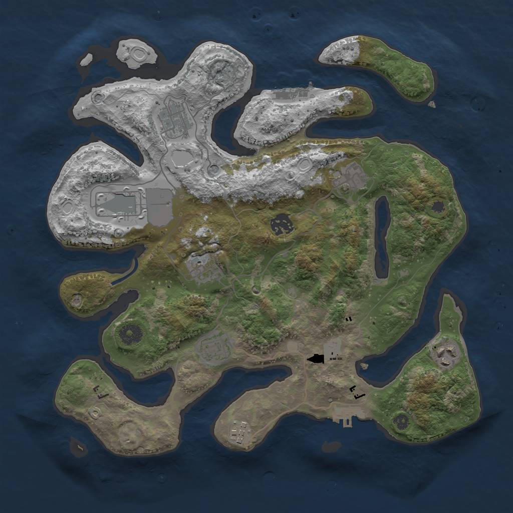 Rust Map: Procedural Map, Size: 3500, Seed: 6948128, 16 Monuments