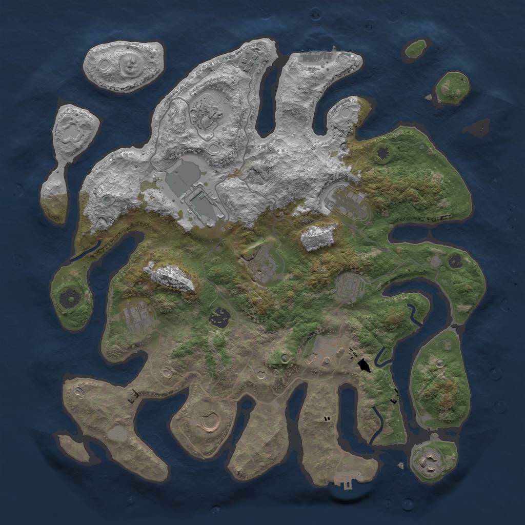 Rust Map: Procedural Map, Size: 3950, Seed: 1289933301, 19 Monuments