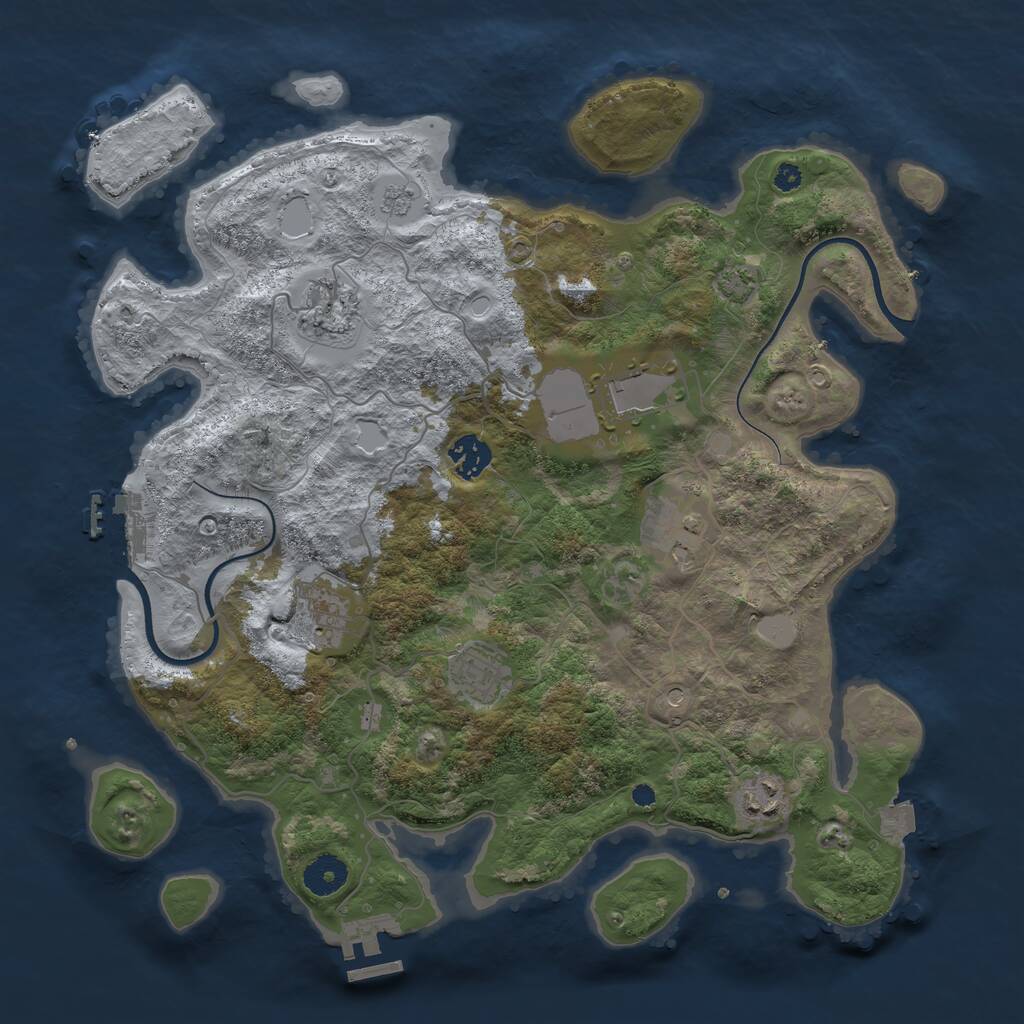 Rust Map: Procedural Map, Size: 3700, Seed: 112954279, 13 Monuments