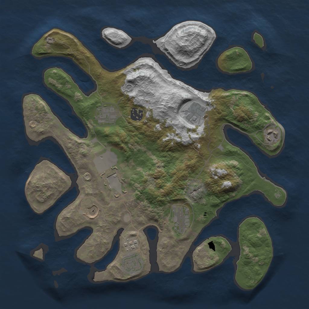 Rust Map: Barren, Size: 3500, Seed: 148178140, 12 Monuments