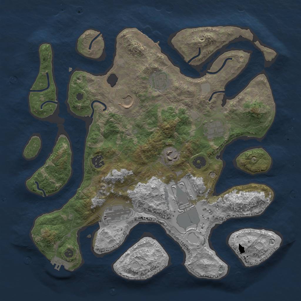 Rust Map: Procedural Map, Size: 3550, Seed: 507607, 14 Monuments