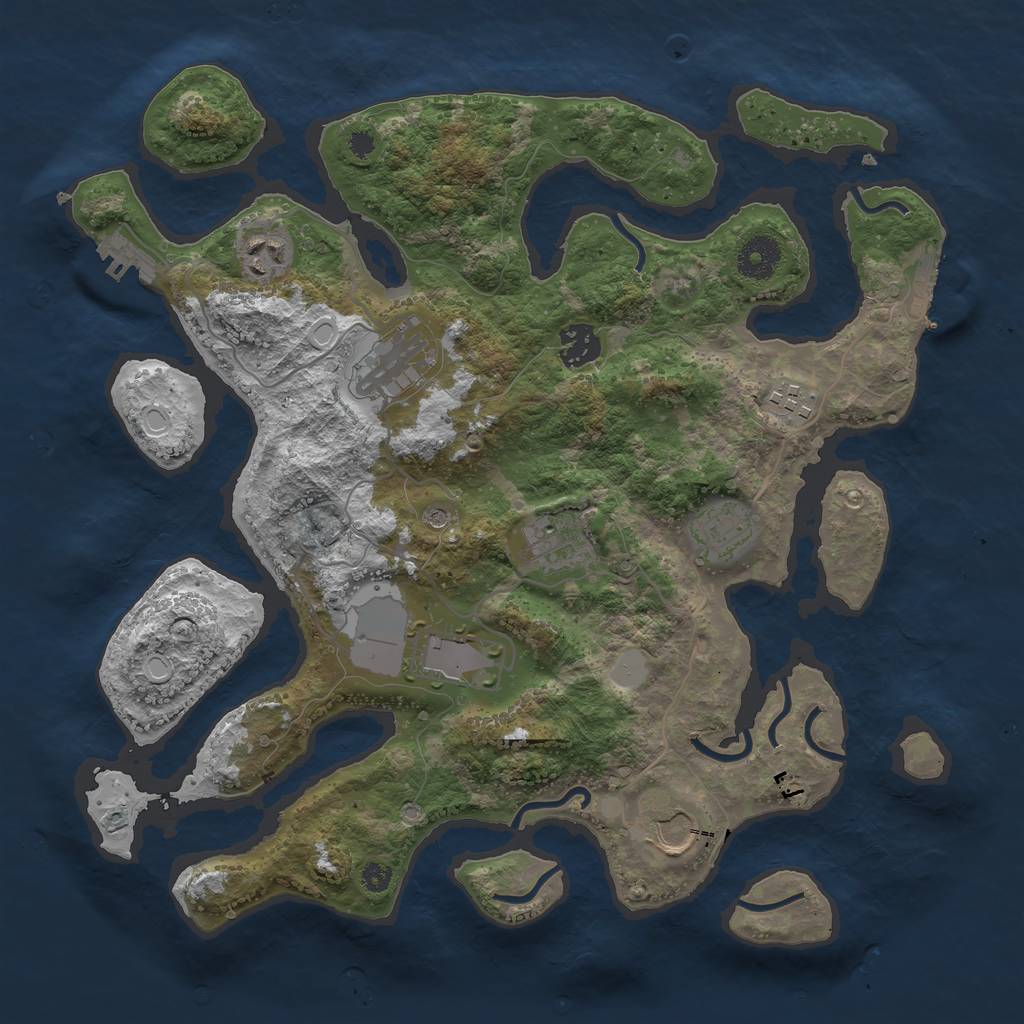 Rust Map: Procedural Map, Size: 3550, Seed: 109416, 16 Monuments