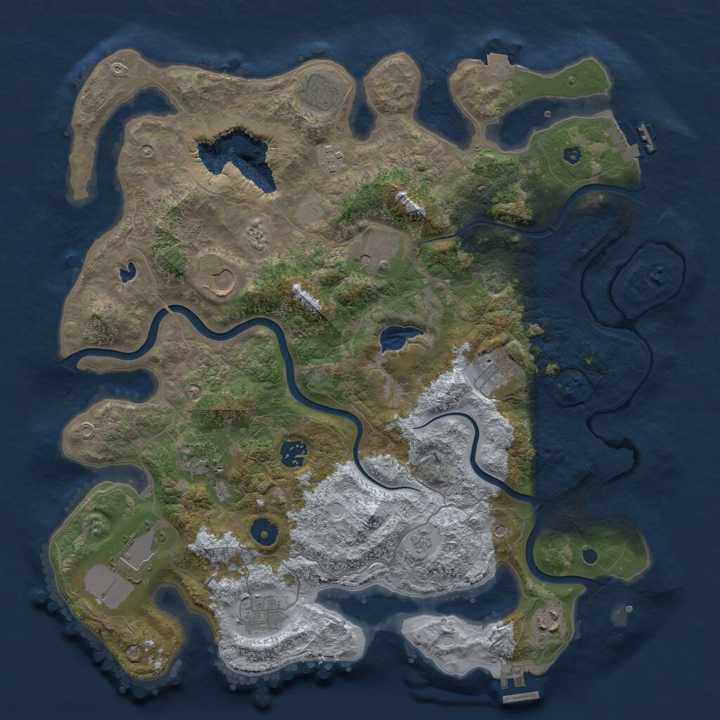 Rust Map: Procedural Map, Size: 4000, Seed: 3675309, 16 Monuments