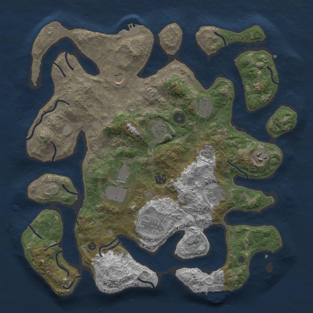 Rust Map: Procedural Map, Size: 4000, Seed: 3675309, 17 Monuments
