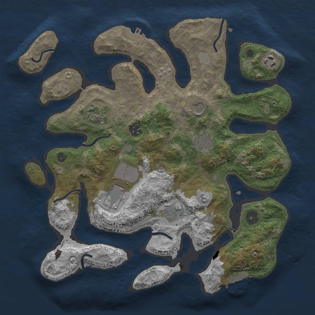 Rust Map: Procedural Map, Size: 3550, Seed: 213395, 16 Monuments