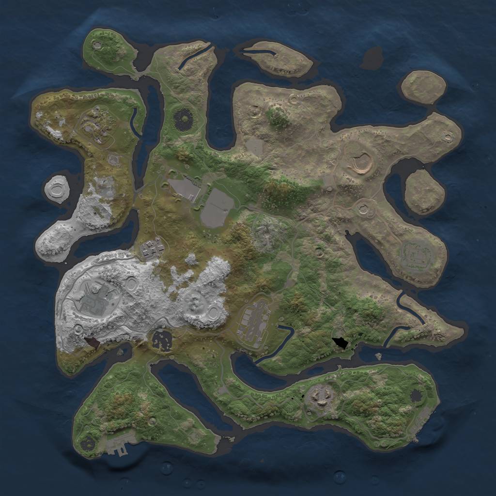 Rust Map: Procedural Map, Size: 3500, Seed: 30985719, 17 Monuments