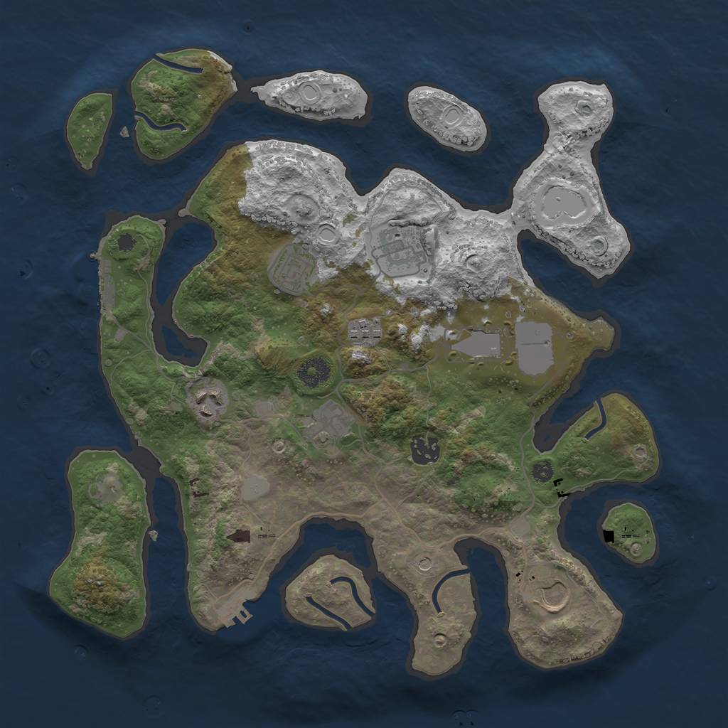 Rust Map: Procedural Map, Size: 3550, Seed: 16784, 16 Monuments
