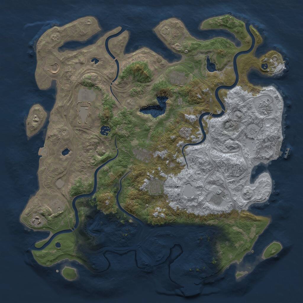 Rust Map: Procedural Map, Size: 4500, Seed: 468508021, 17 Monuments