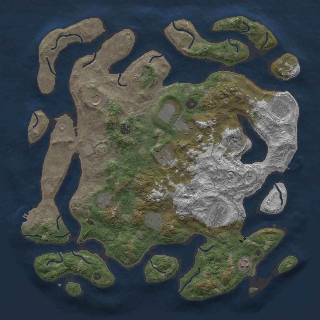 Rust Map: Procedural Map, Size: 4500, Seed: 468508021, 19 Monuments