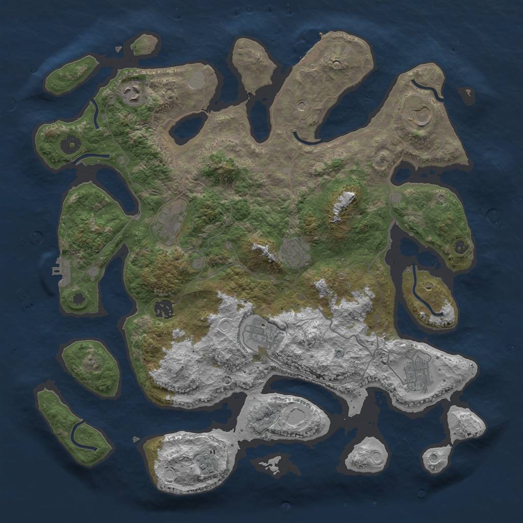 Rust Map: Procedural Map, Size: 4000, Seed: 451078, 16 Monuments