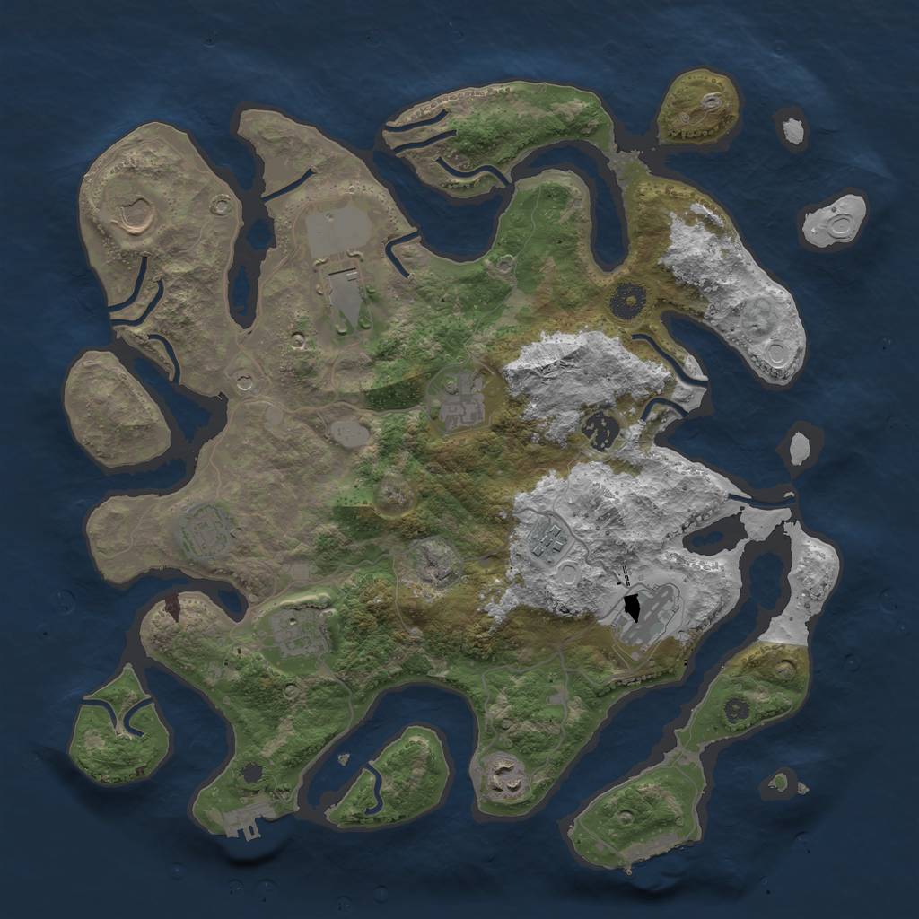 Rust Map: Procedural Map, Size: 3800, Seed: 1982693177, 17 Monuments
