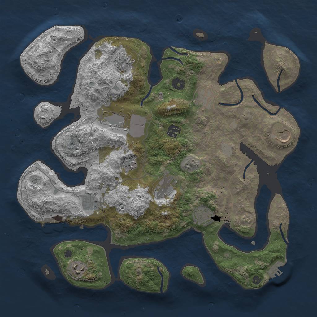 Rust Map: Procedural Map, Size: 3700, Seed: 898526147, 18 Monuments