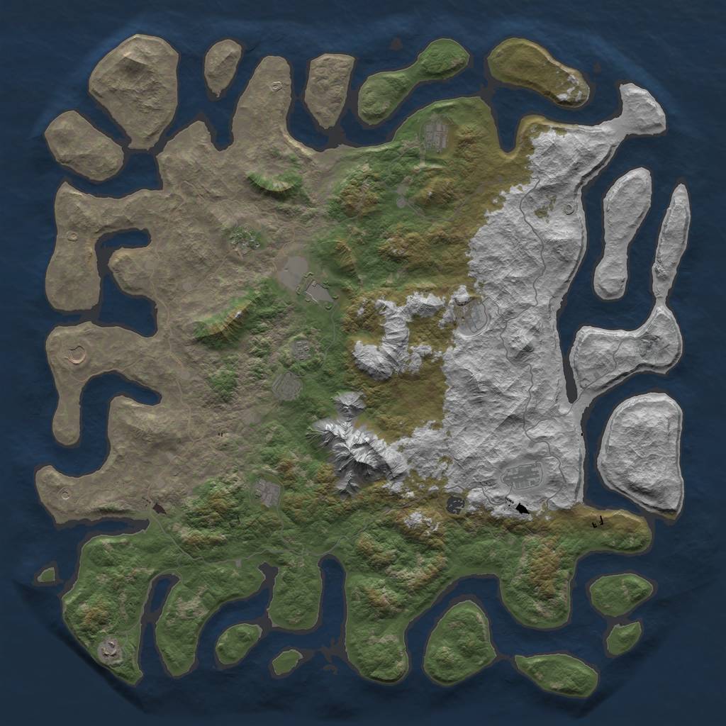 Rust Map: Barren, Size: 6000, Seed: 90369628, 14 Monuments