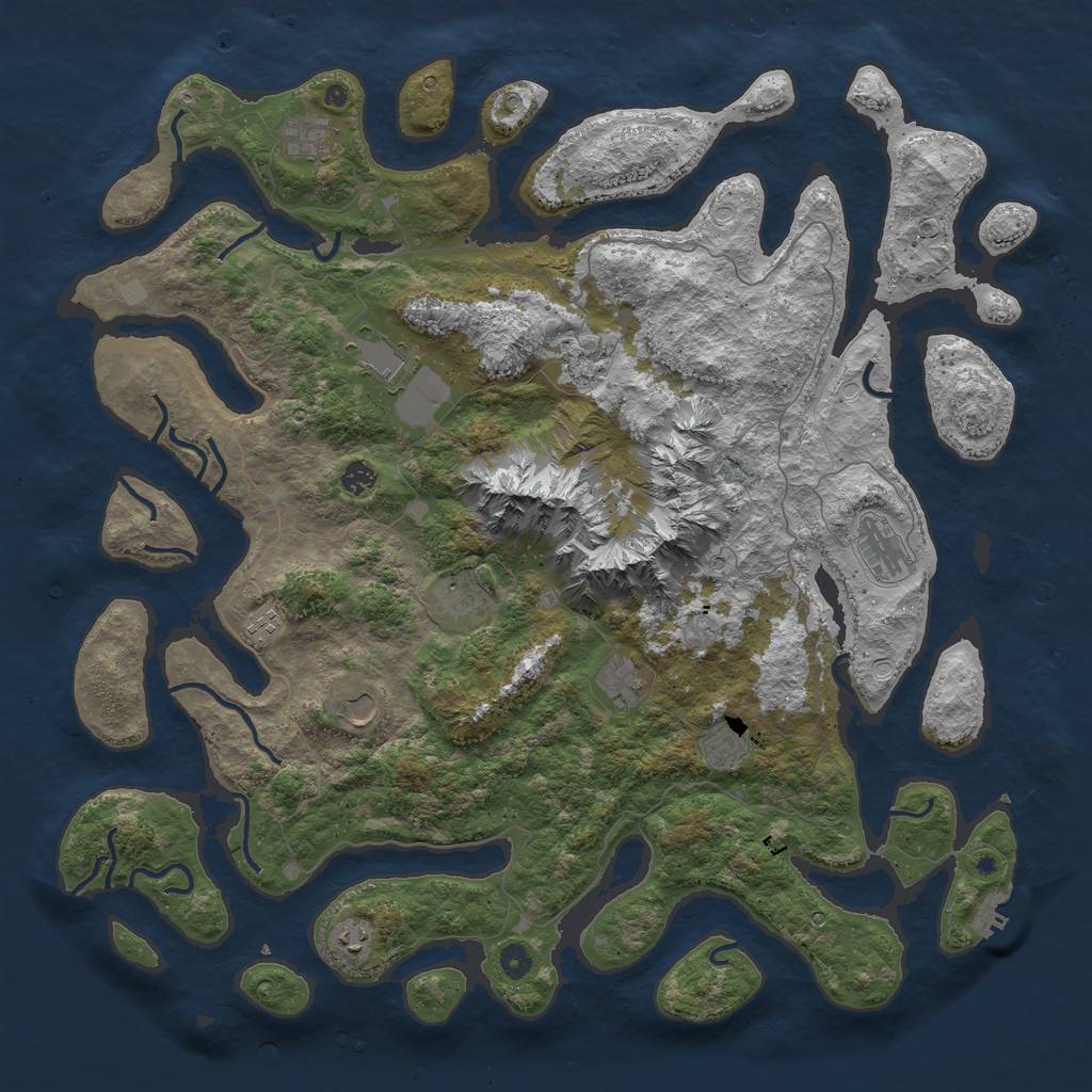 Rust Map: Procedural Map, Size: 5000, Seed: 1421334373, 18 Monuments