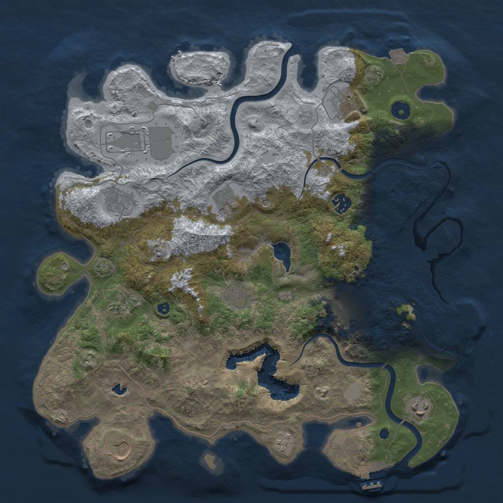 Rust Map: Procedural Map, Size: 4000, Seed: 694926, 17 Monuments