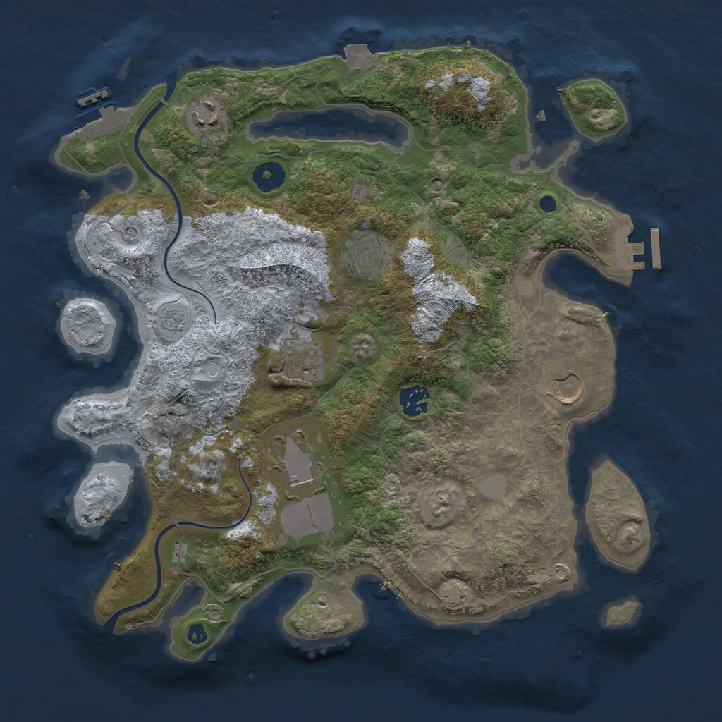 Rust Map: Procedural Map, Size: 3550, Seed: 430804, 12 Monuments