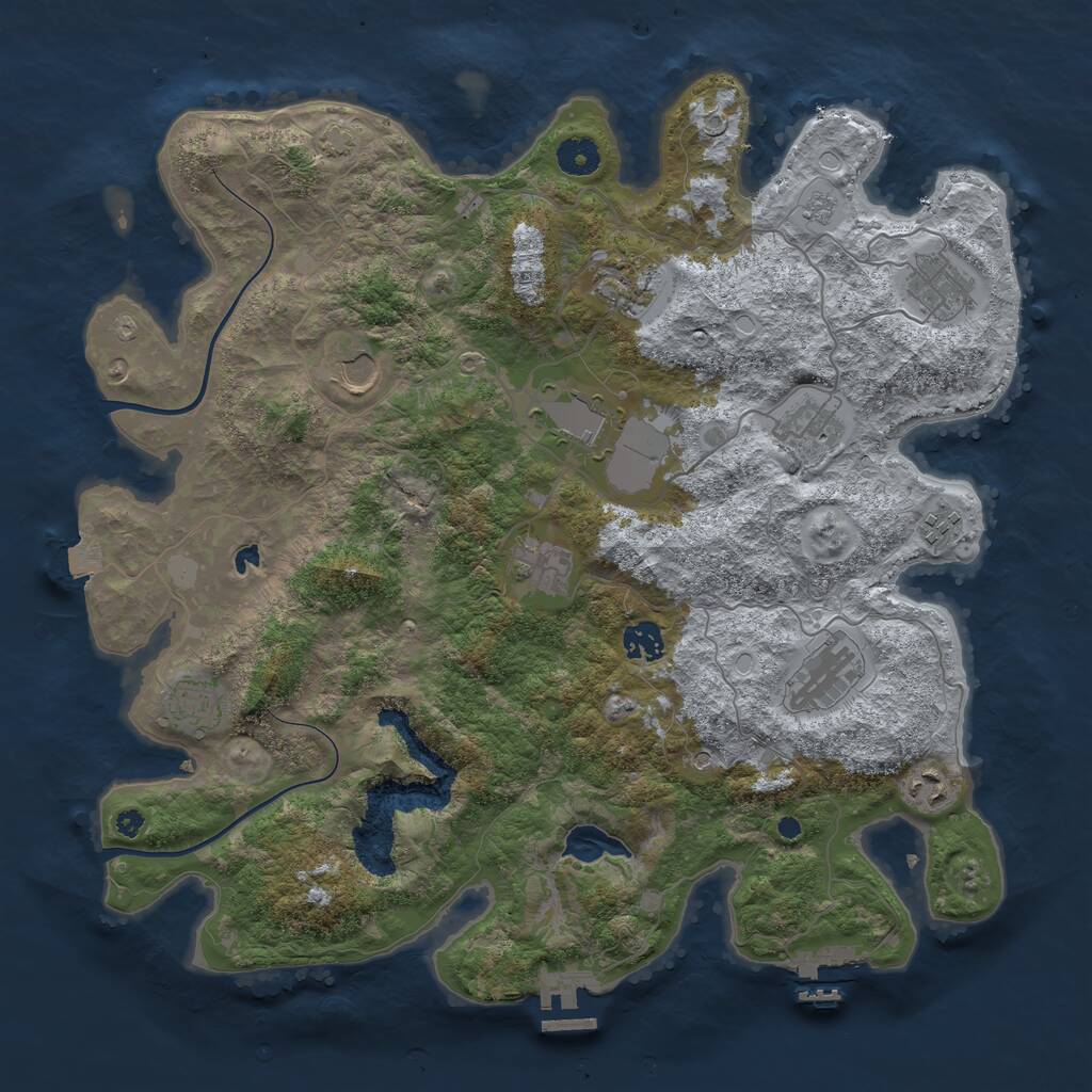 Rust Map: Procedural Map, Size: 4000, Seed: 614587, 17 Monuments