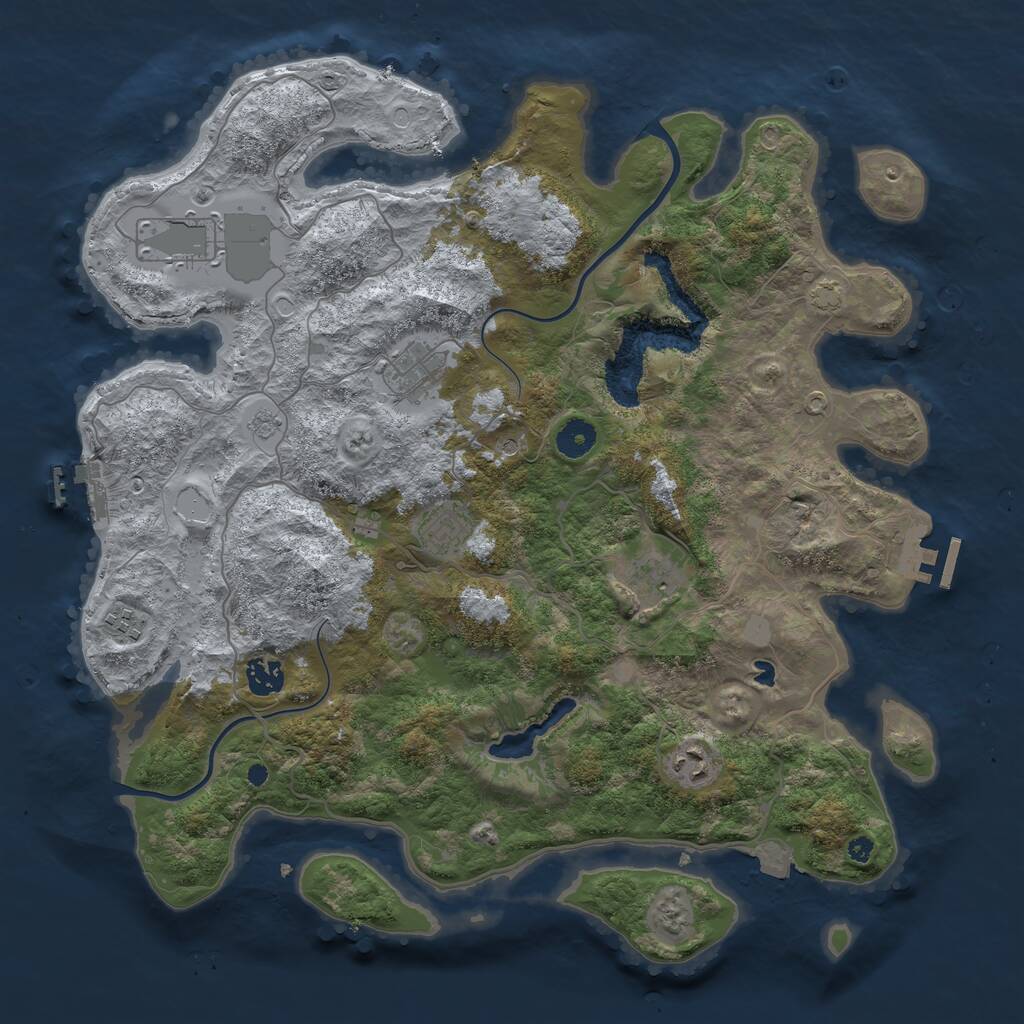 Rust Map: Procedural Map, Size: 4000, Seed: 50100657, 13 Monuments