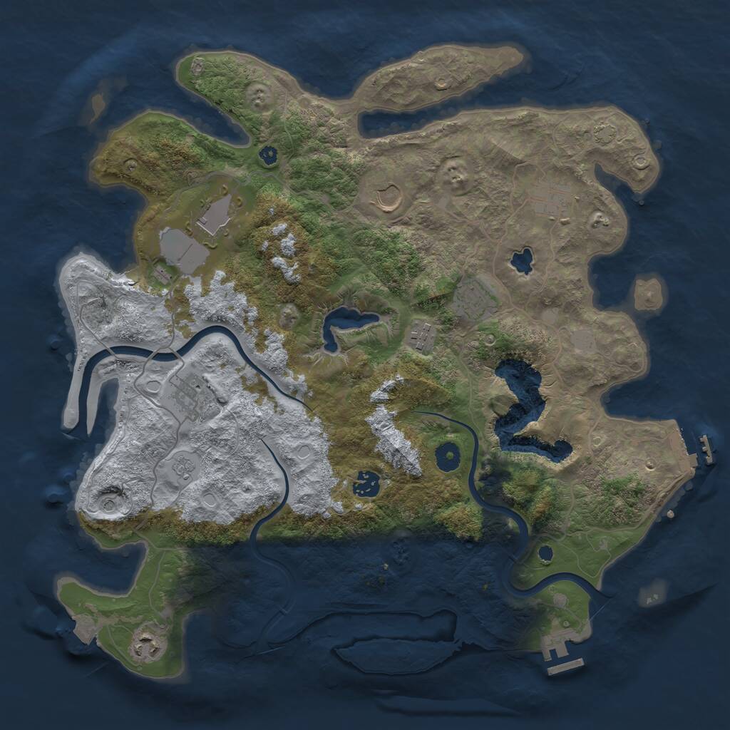Rust Map: Procedural Map, Size: 4000, Seed: 611950, 14 Monuments