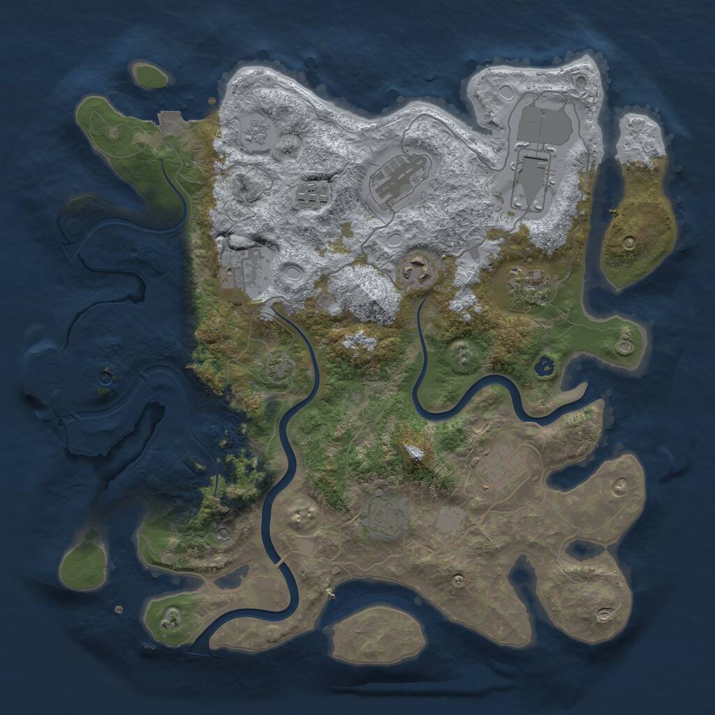 Rust Map: Procedural Map, Size: 3600, Seed: 262844, 13 Monuments