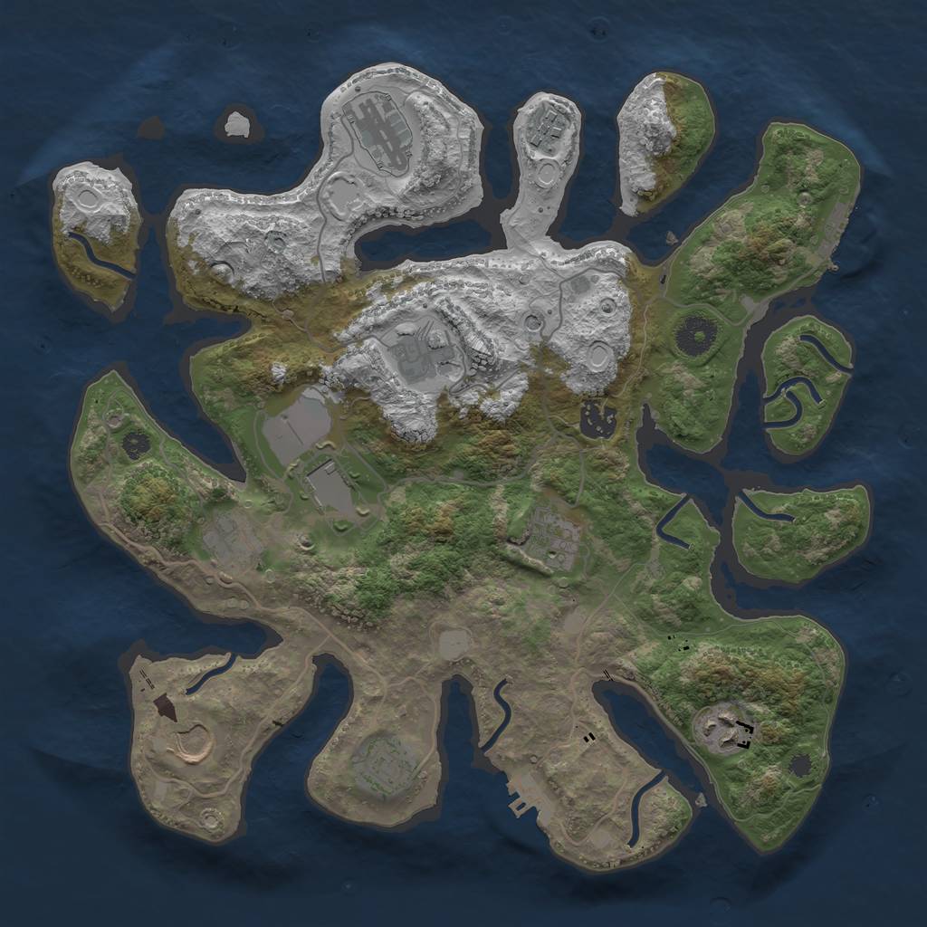 Rust Map: Procedural Map, Size: 3550, Seed: 30881, 18 Monuments