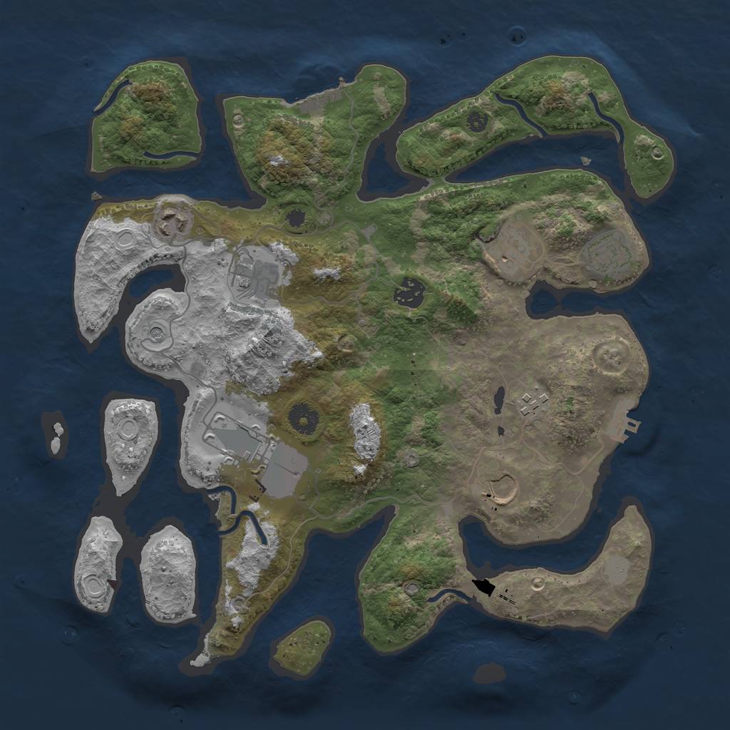 Rust Map: Procedural Map, Size: 3600, Seed: 1399503254, 16 Monuments