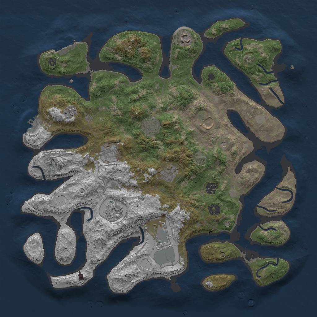 Rust Map: Procedural Map, Size: 4000, Seed: 958383, 17 Monuments
