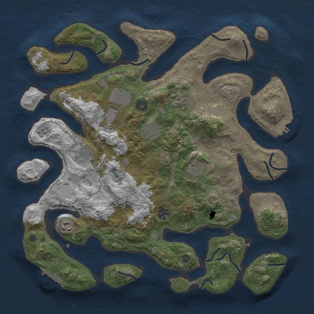 Rust Map: Procedural Map, Size: 4000, Seed: 631671, 16 Monuments