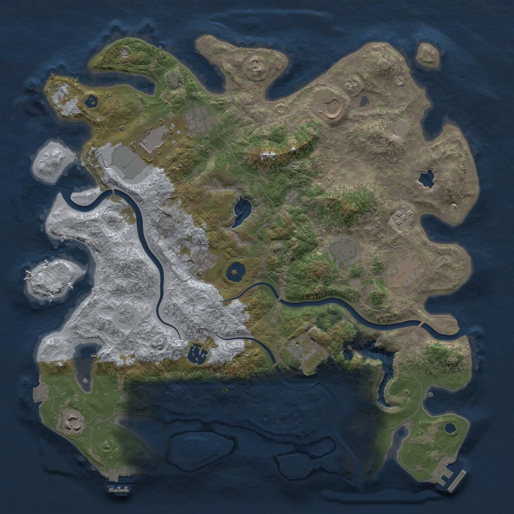 Rust Map: Procedural Map, Size: 4000, Seed: 631671, 16 Monuments