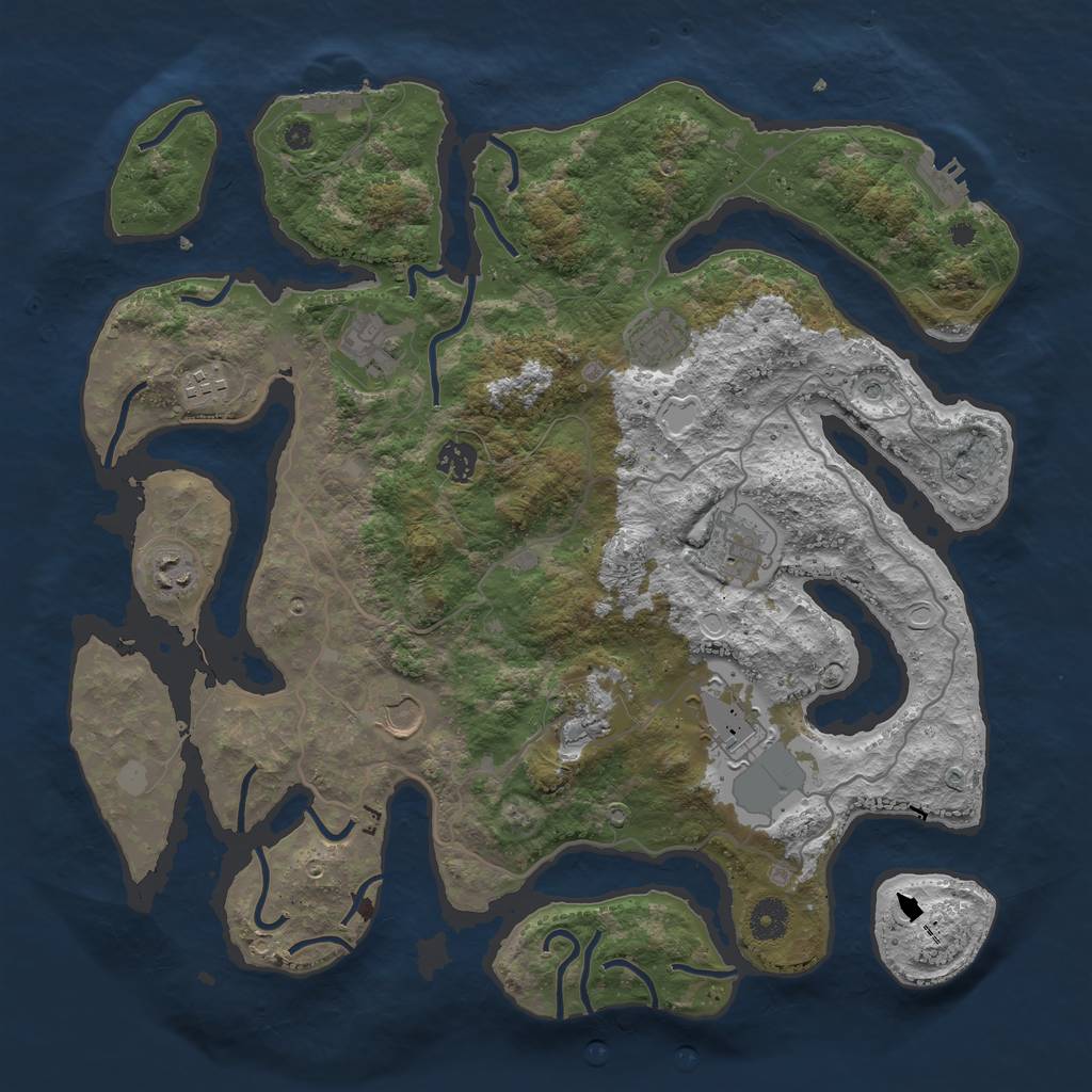 Rust Map: Procedural Map, Size: 4000, Seed: 48125648, 17 Monuments