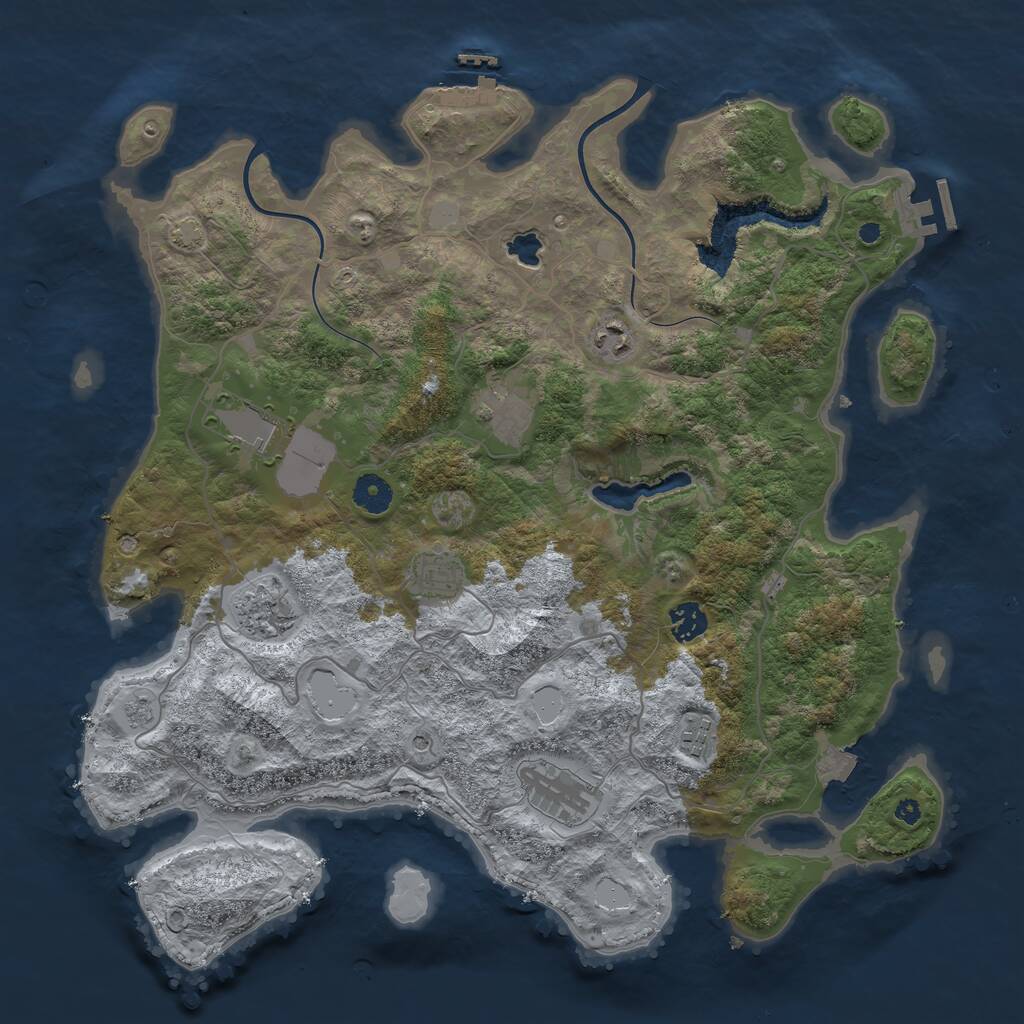 Rust Map: Procedural Map, Size: 4000, Seed: 478719, 14 Monuments
