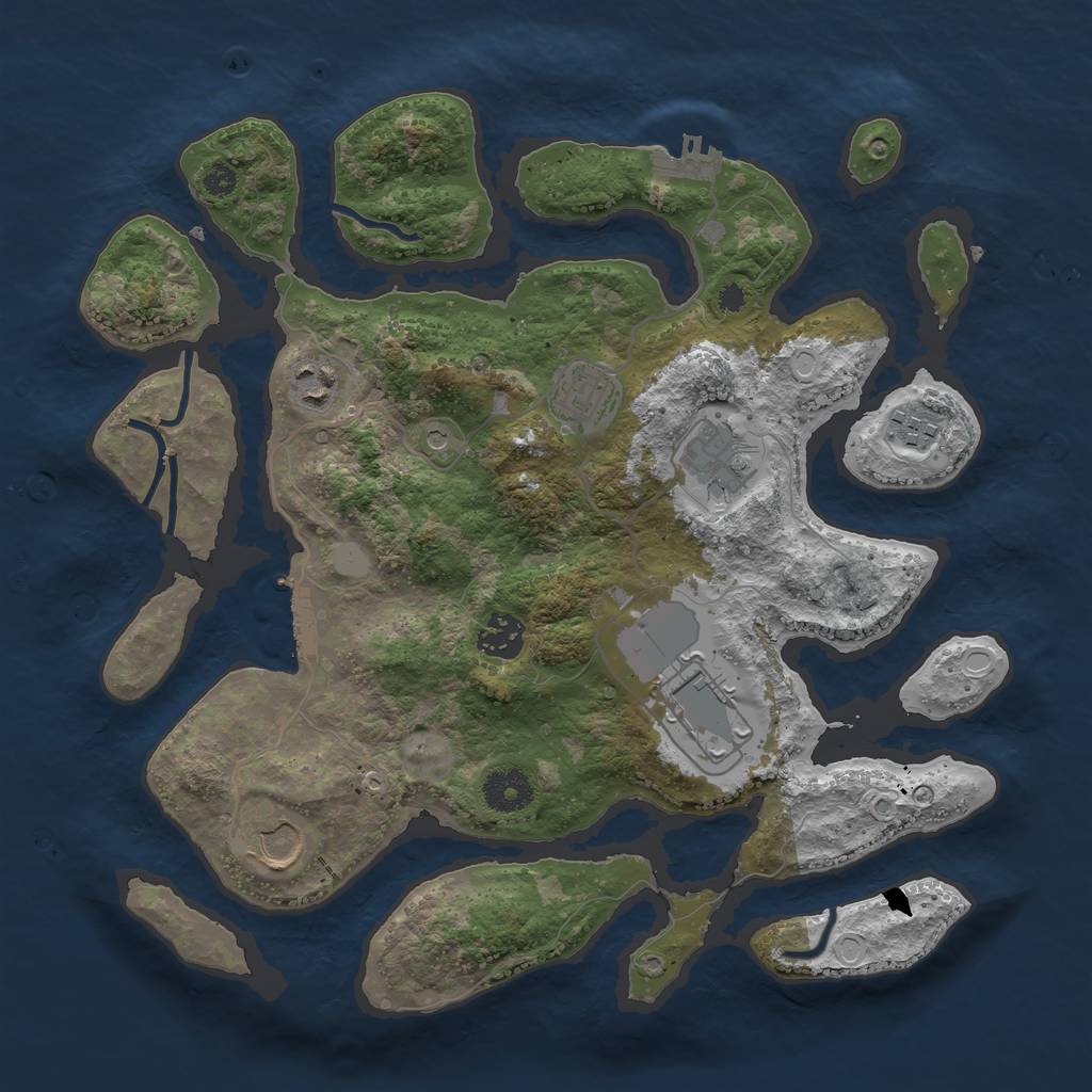 Rust Map: Procedural Map, Size: 3500, Seed: 5352855, 15 Monuments