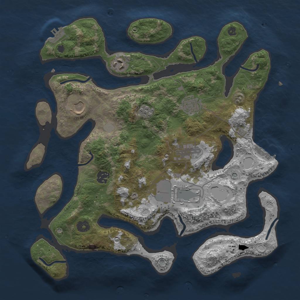 Rust Map: Procedural Map, Size: 3550, Seed: 11364, 15 Monuments