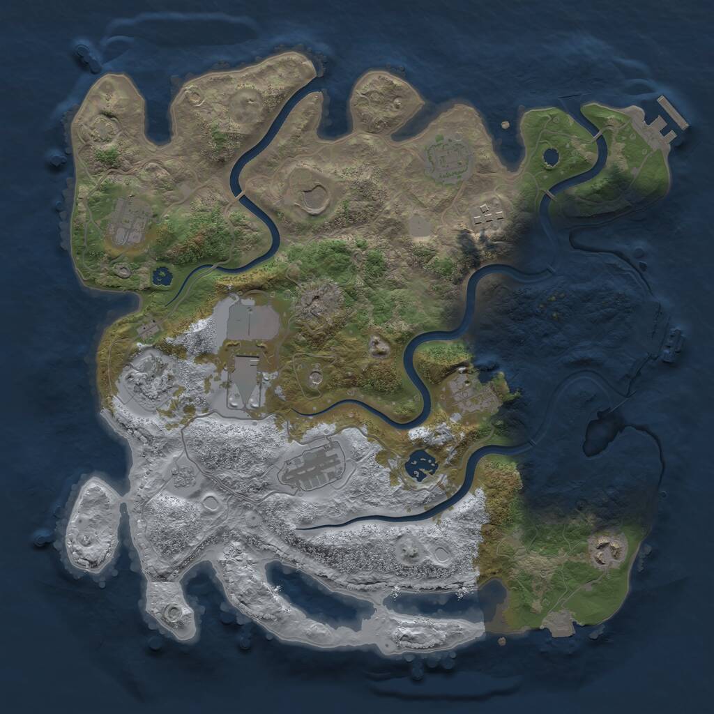 Rust Map: Procedural Map, Size: 3550, Seed: 621643, 16 Monuments