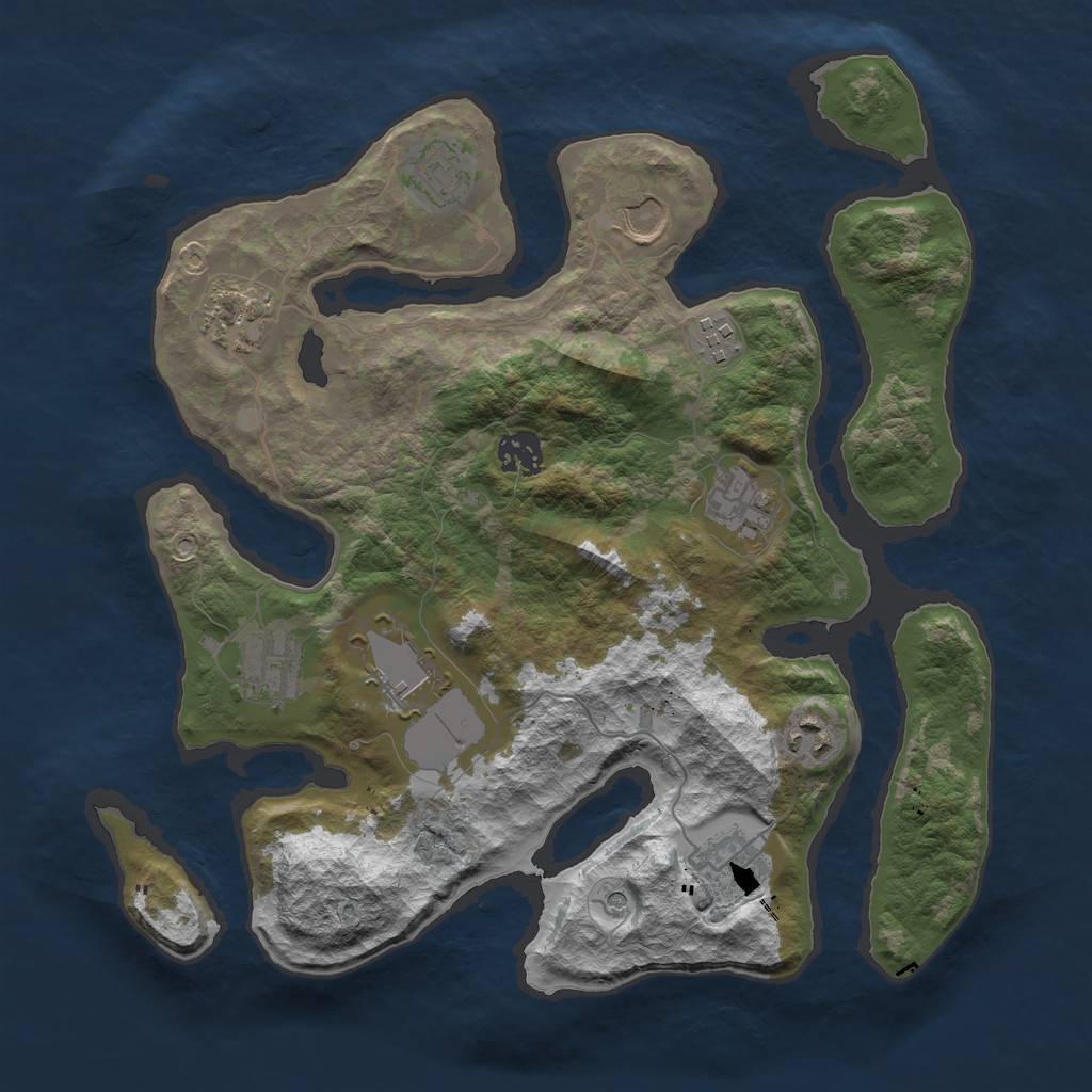 Rust Map: Barren, Size: 3500, Seed: 5793, 13 Monuments