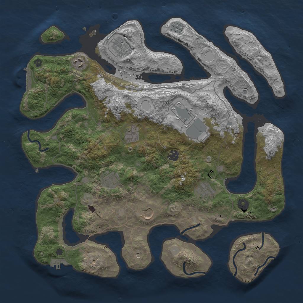 Rust Map: Procedural Map, Size: 4000, Seed: 23120, 17 Monuments