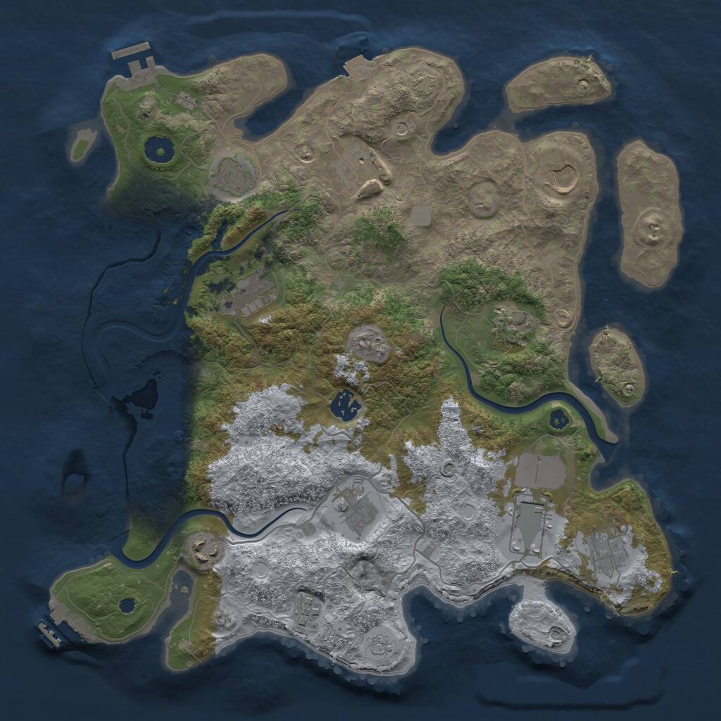 Rust Map: Procedural Map, Size: 3750, Seed: 3512809, 17 Monuments