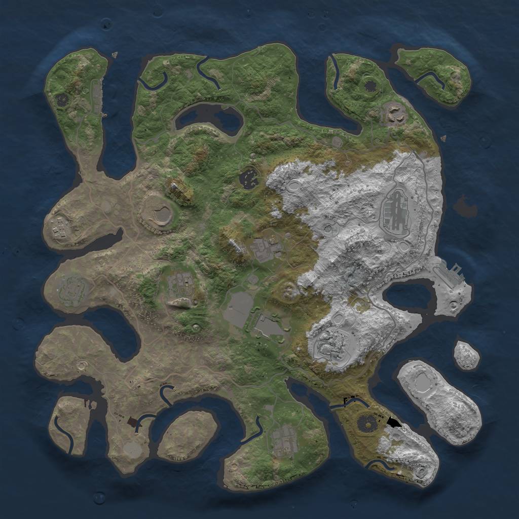 Rust Map: Procedural Map, Size: 4000, Seed: 1620677053, 19 Monuments