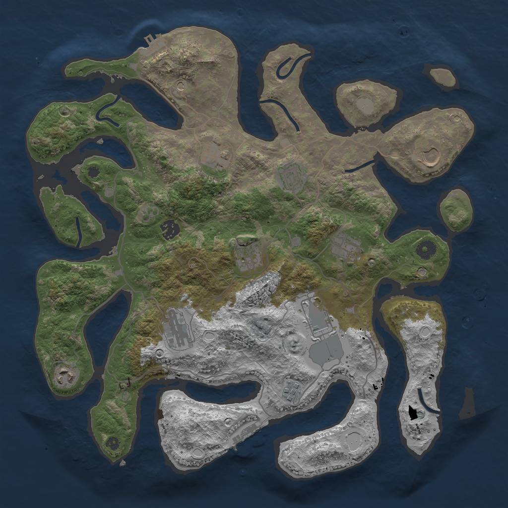 Rust Map: Procedural Map, Size: 4000, Seed: 561383, 18 Monuments