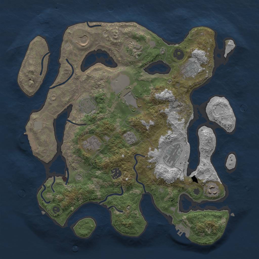 Rust Map: Procedural Map, Size: 3550, Seed: 629201, 18 Monuments