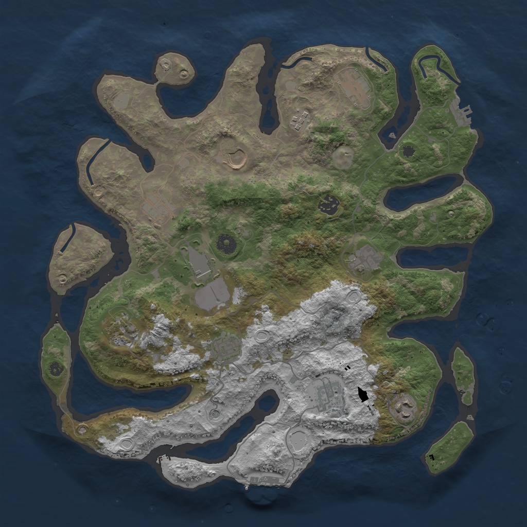 Rust Map: Procedural Map, Size: 3950, Seed: 111206731, 19 Monuments