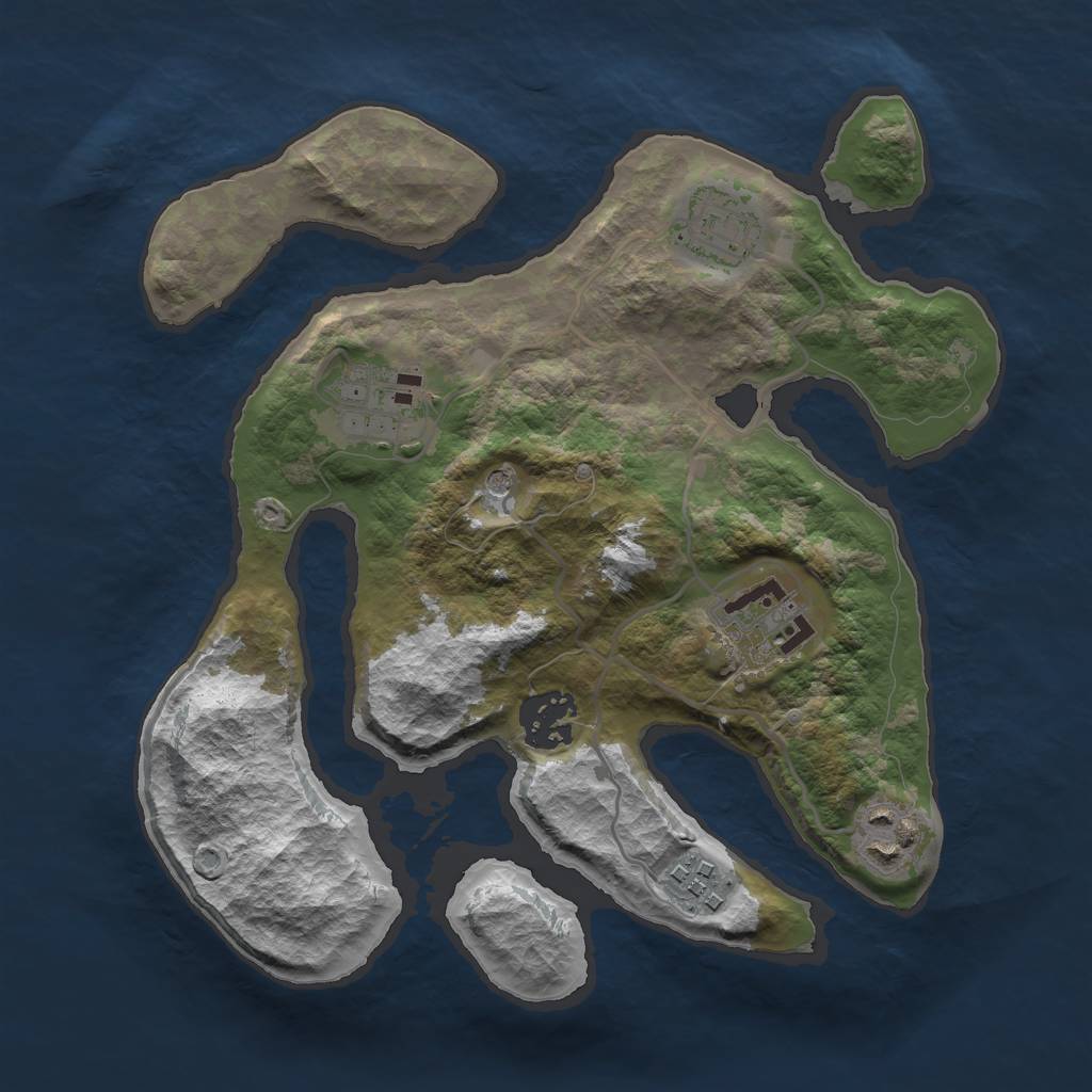 Rust Map: Barren, Size: 2750, Seed: 87412, 9 Monuments