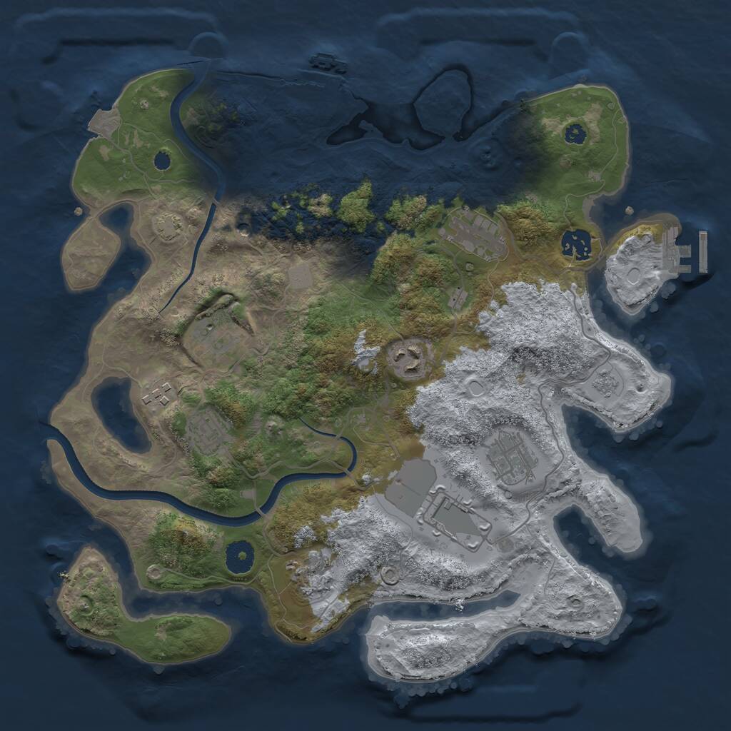 Rust Map: Procedural Map, Size: 3500, Seed: 4377170, 15 Monuments
