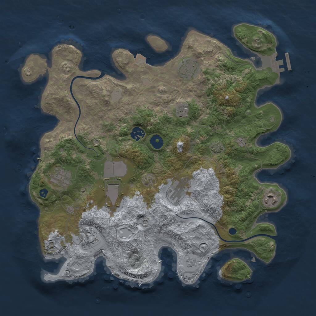 Rust Map: Procedural Map, Size: 3550, Seed: 348101, 13 Monuments