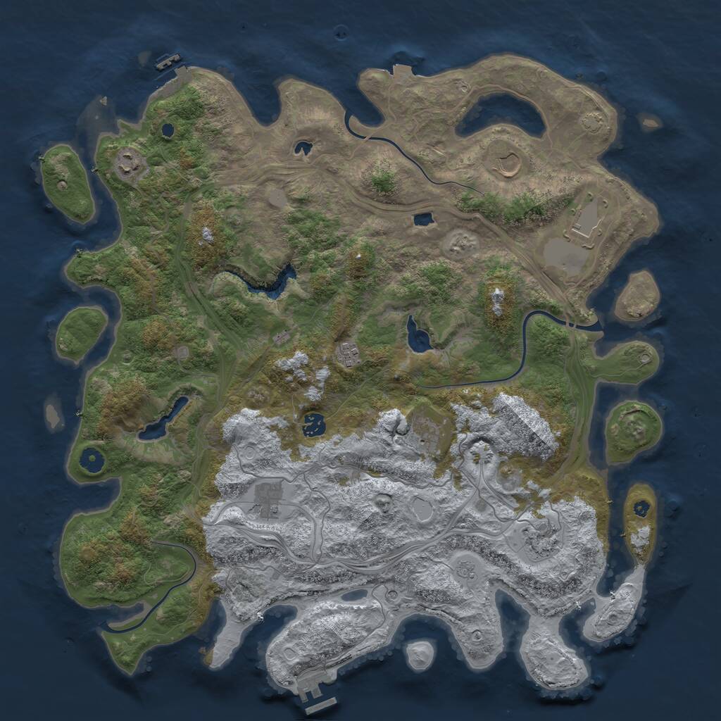 Rust Map: Procedural Map, Size: 4500, Seed: 4188196, 14 Monuments