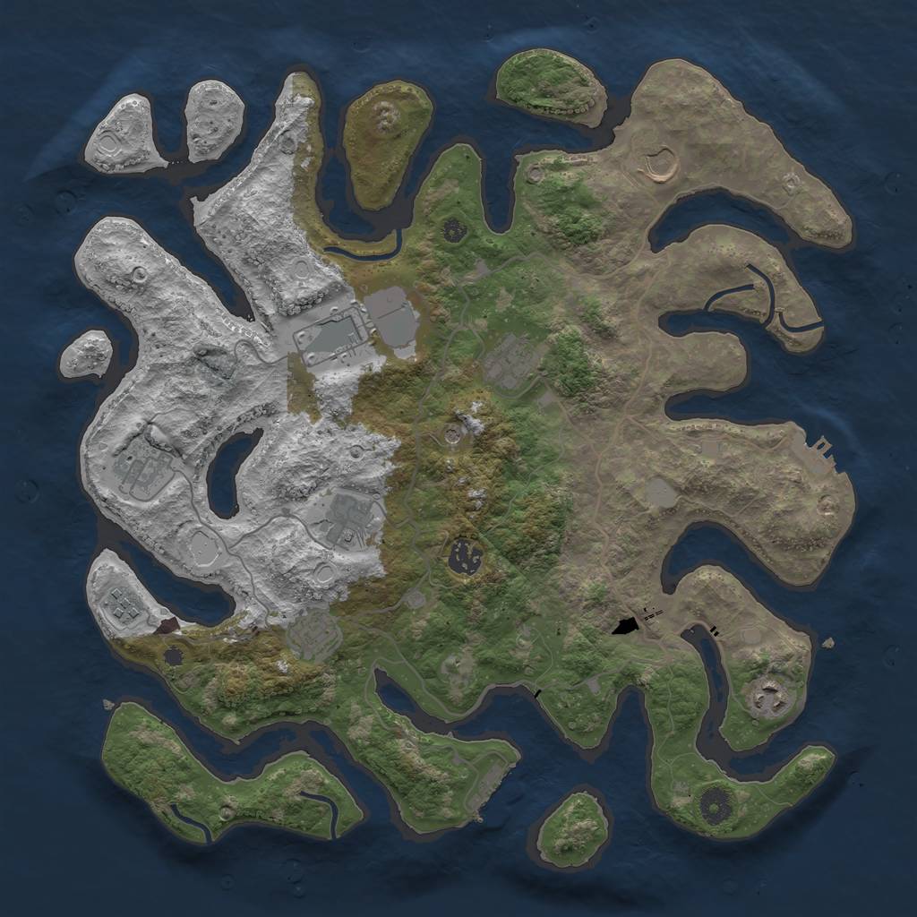 Rust Map: Procedural Map, Size: 4000, Seed: 811965, 17 Monuments