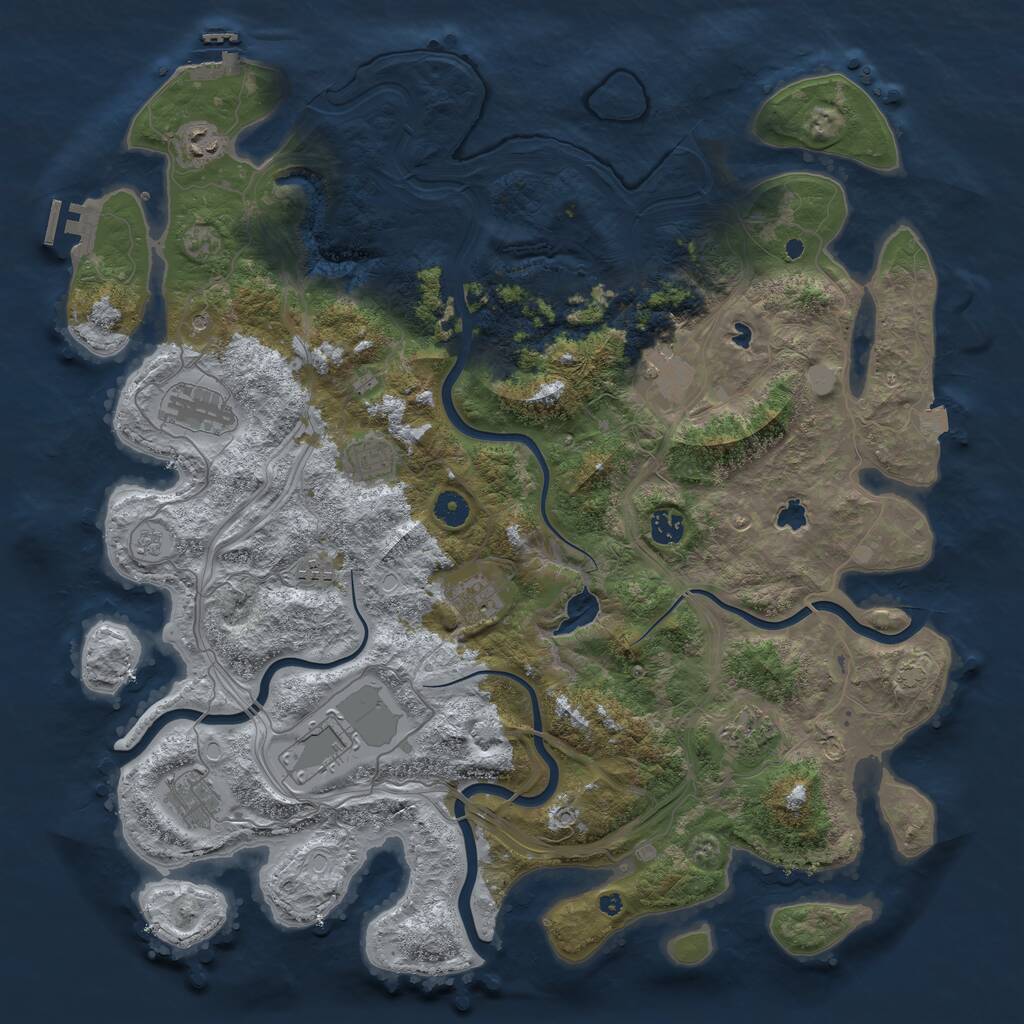 Rust Map: Procedural Map, Size: 4500, Seed: 2076244, 16 Monuments